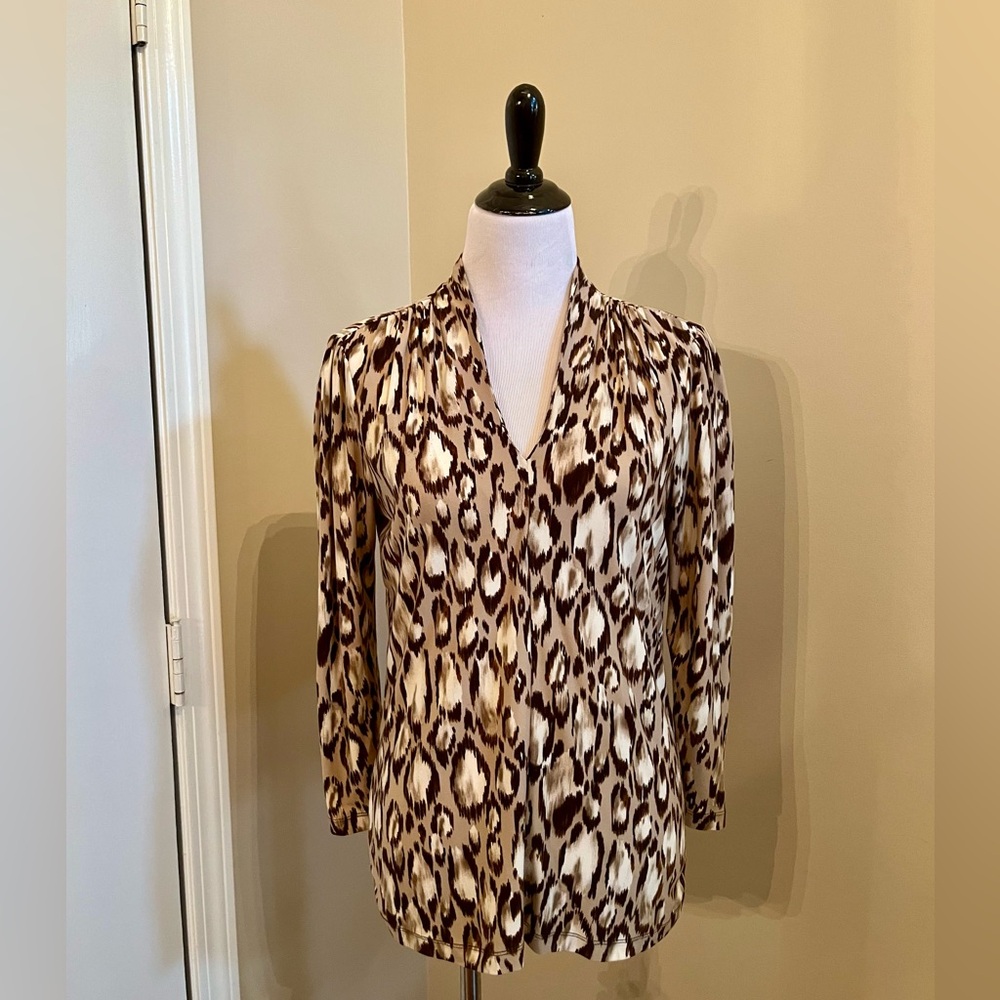 Rafaella brown/cream Animal Print top size M